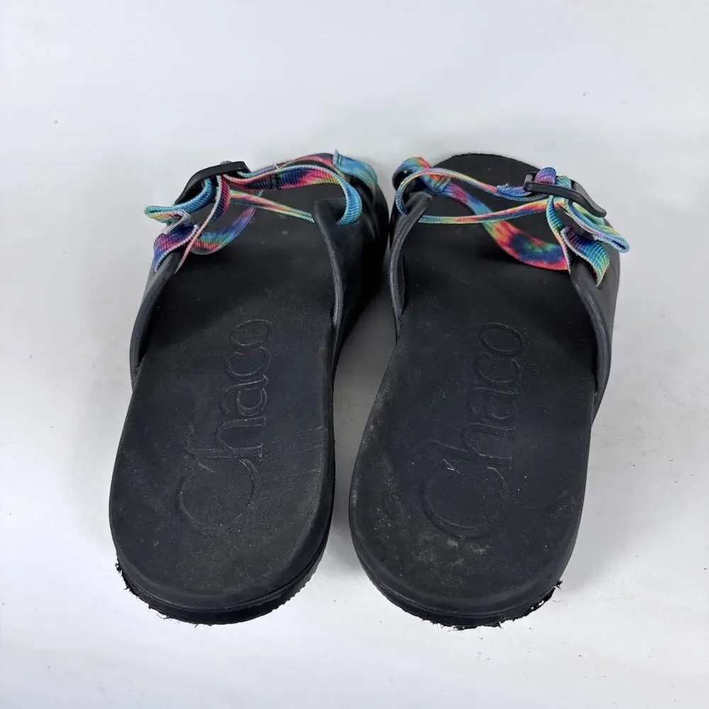 Chaco Chillos Slide Sandals Men's 12 Dark Tie-Dye Comfort Adjustable Slip On